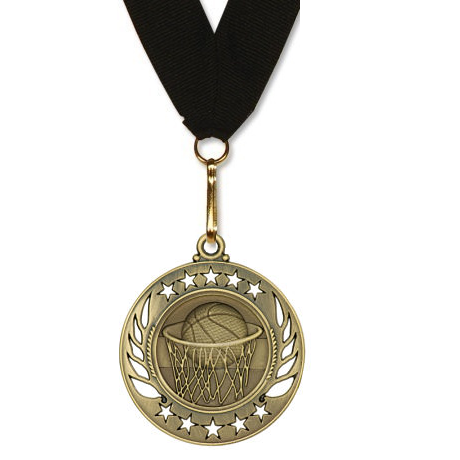 Basketball Medal - Girls Edition - Galaxy 2 1/4" - Gold, Silver, and Bronze
