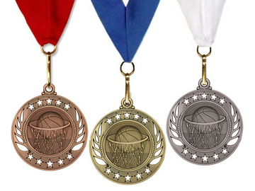 Basketball Medal - Girls Edition - Galaxy 2 1/4" - Gold, Silver, and Bronze