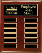Employee of the Month Plaque | Rosewood Piano Finish Board | Holds 12 Plates